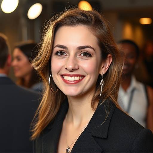 Am√©lie Dupont participant √† un photocall lors d'un √©v√©nement promotionnel.