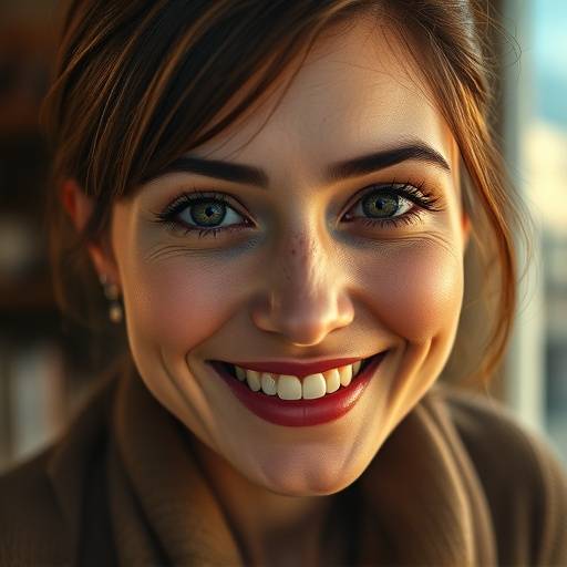 Gros plan d'Am√©lie Dupont souriant √† la cam√©ra.