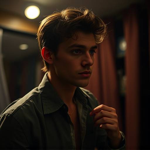 Luc Dubois en coulisses, se pr√©parant avant de monter sur sc√®ne pour une pi√®ce de th√©√¢tre.