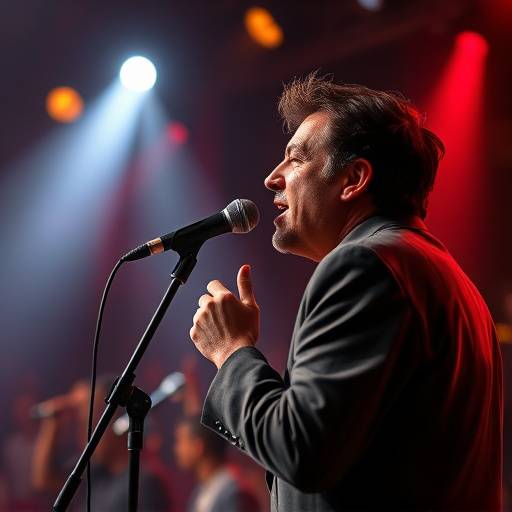 Pierre Leroy chantant lors d'un concert de charit√© pour une association humanitaire.